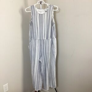 Jessica London Women’s White Grey Stripes Jumpsuit Wide Leg Sleeveless Top